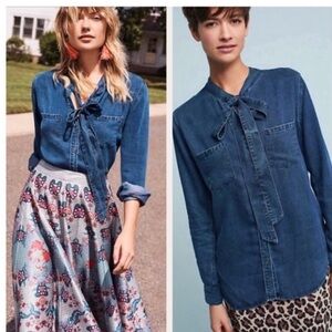 Anthropologie bow tie blouse
